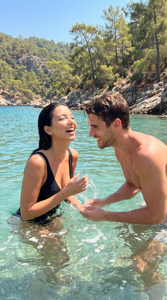 Ultra-Photorealistic Candid Water Splash Romance