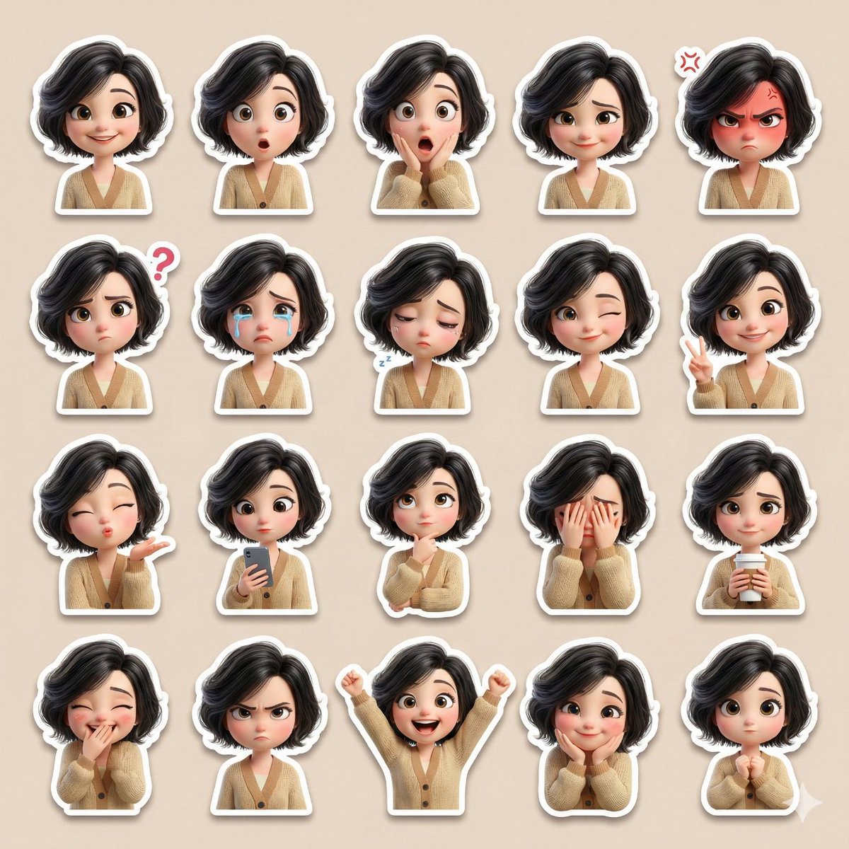 3D Pixar-Style Sticker Pack Generation from Reference Image