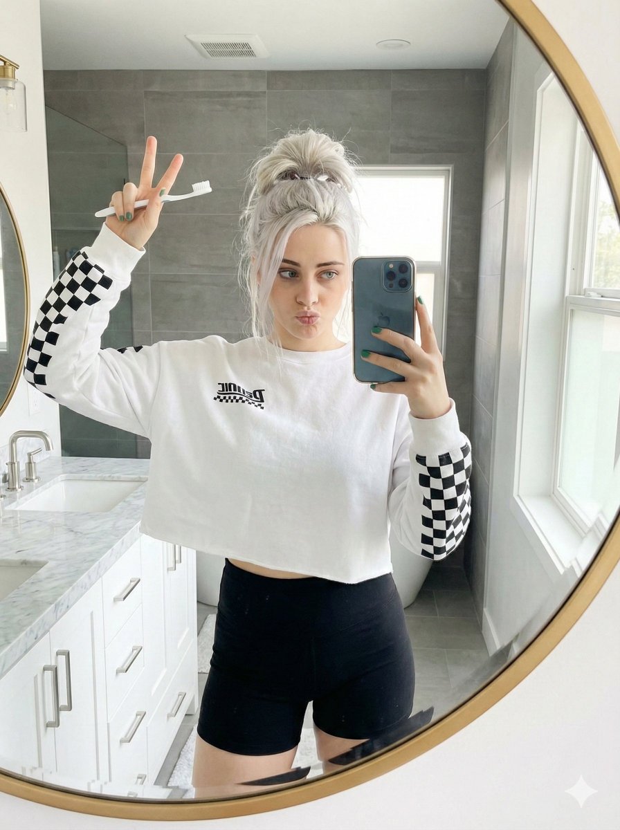 Detailed Bathroom Selfie Image Generation Prompt