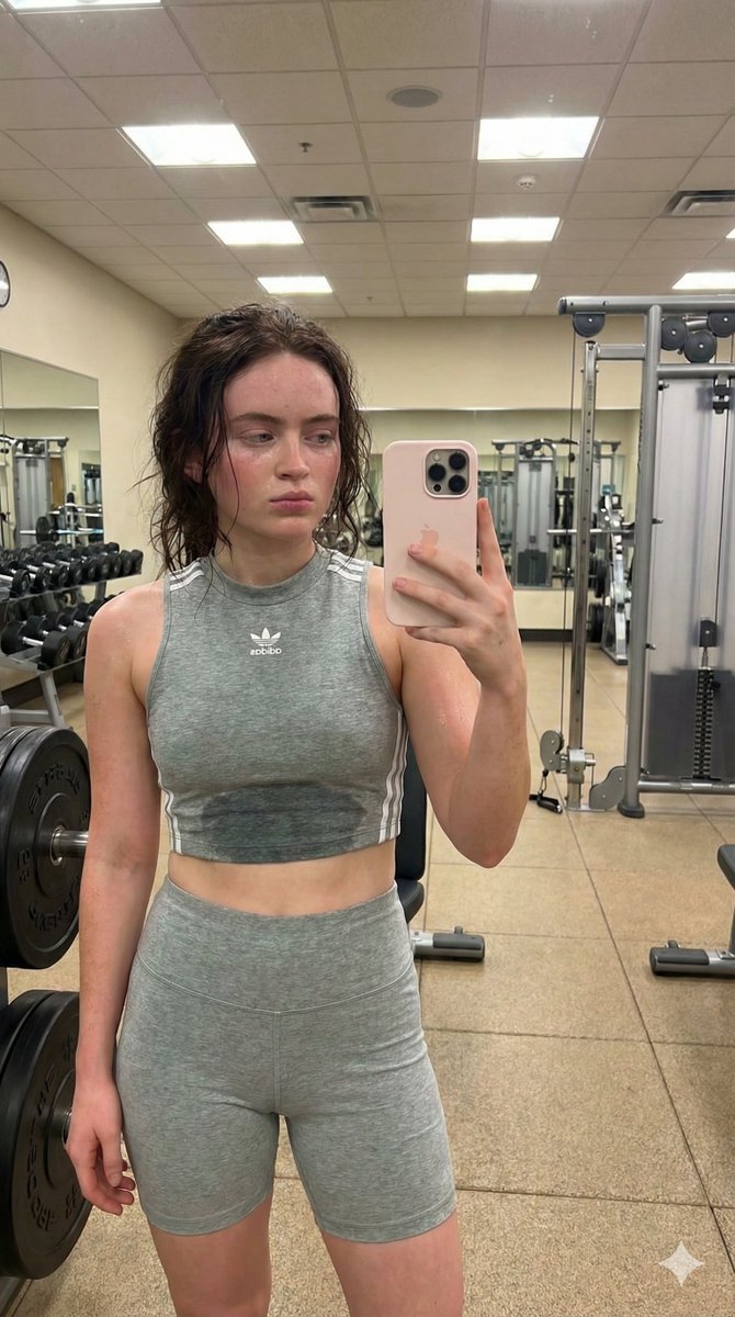 Sadie Sink Gym Mirror Selfie Photorealism