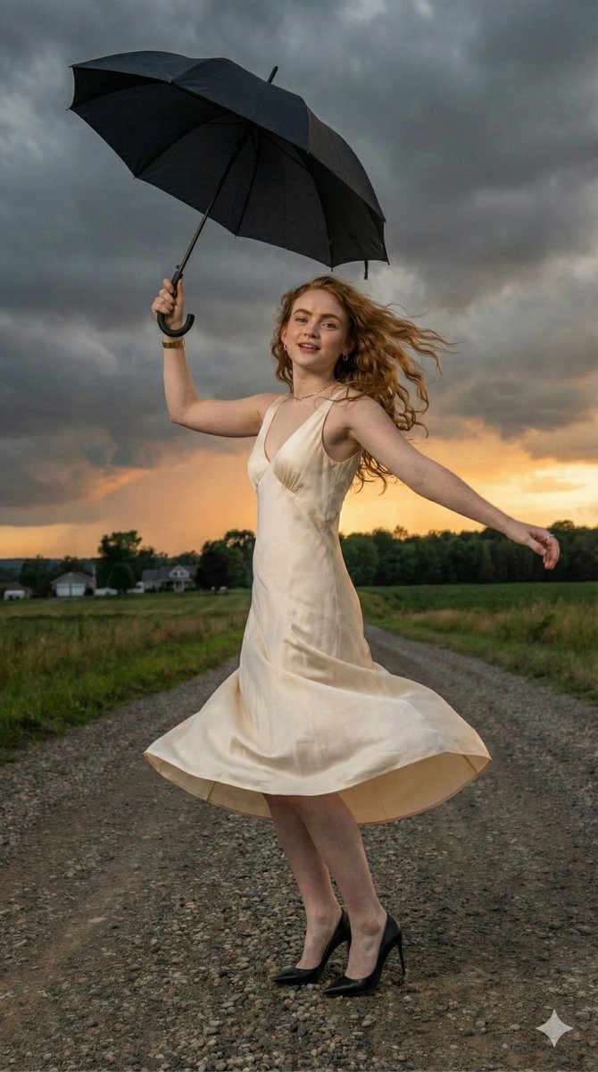 Sadie Sink Cinematic Stormy Sunset Portrait 3