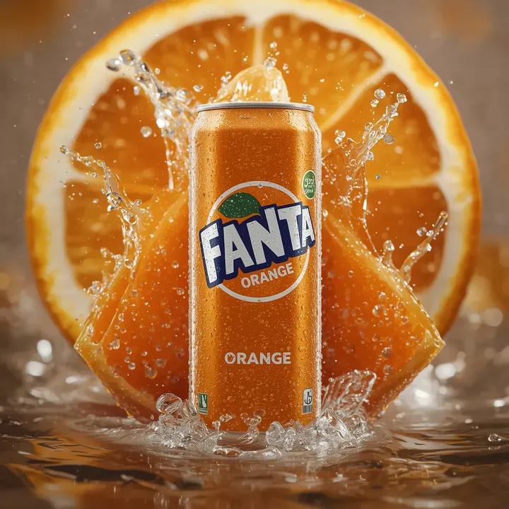 Hyper-realistic Fanta Orange Product Shot with Splash 3