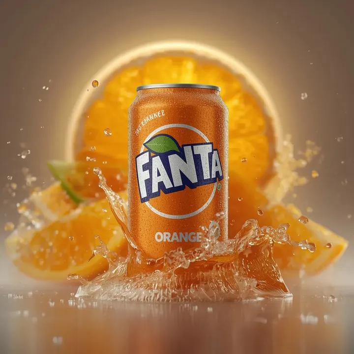 Hyper-realistic Fanta Orange Product Shot with Splash 4