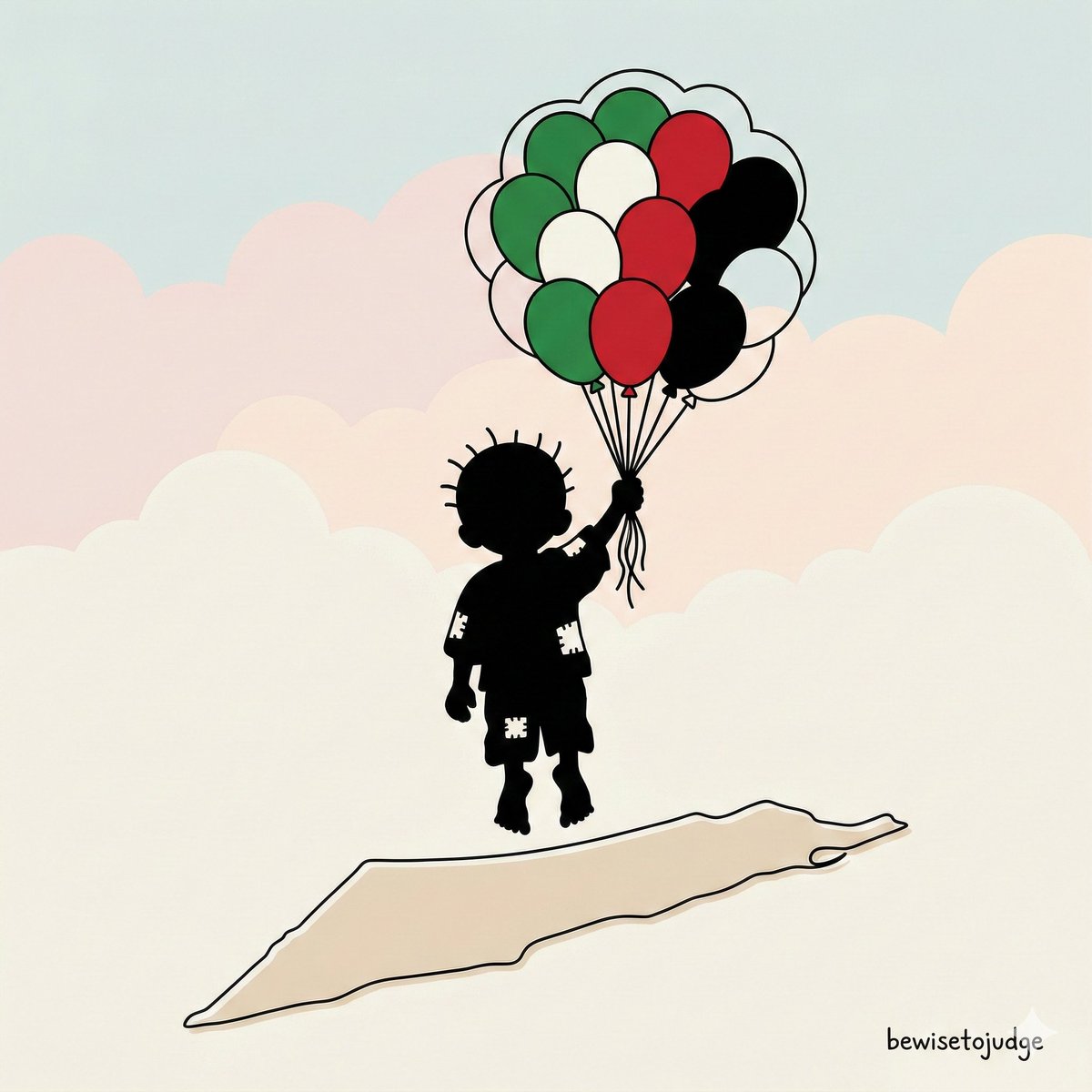 Minimalist Symbolic Illustration in Handala Style