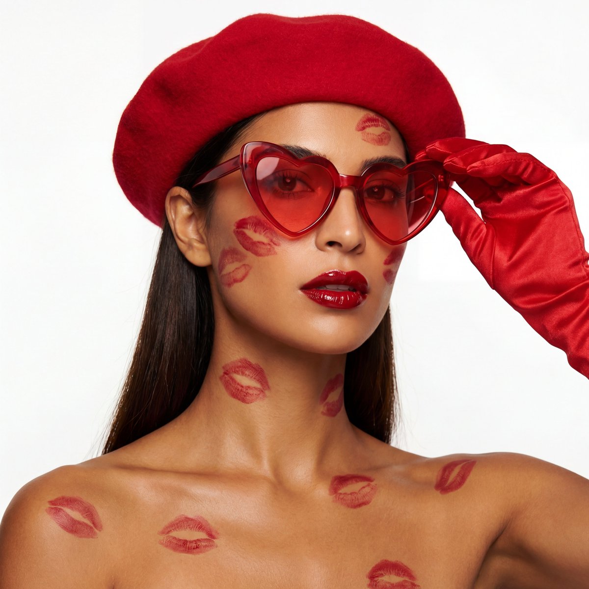 Ultra-Realistic Beauty Editorial with Kiss Marks