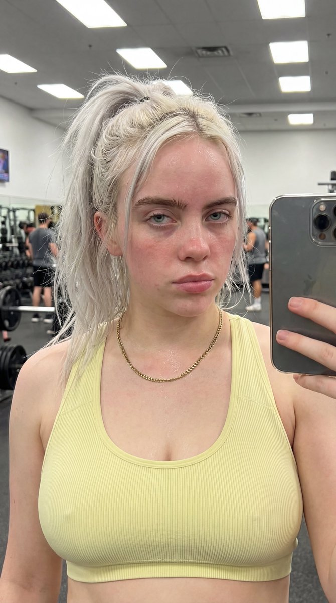 Photorealistic Post-Workout Selfie Prompt (Sydney Sweeney Likeness)