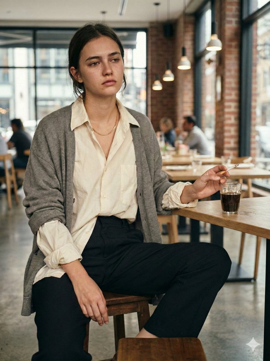 Cinematic Realism Cafe Portrait (JSON)