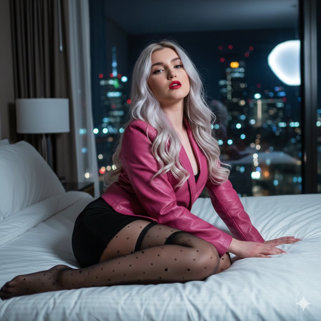 Seductive Night Portrait with City Skyline
