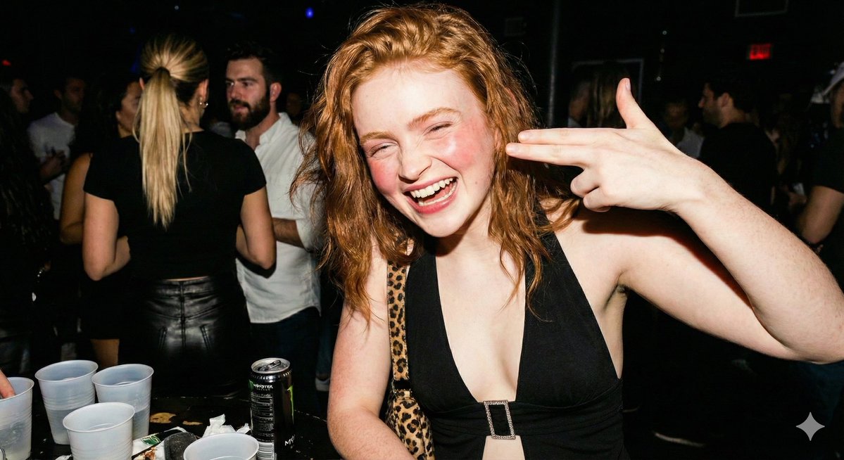 Hyper-realistic Candid Nightlife Photo of Sadie Sink (Duplicate)