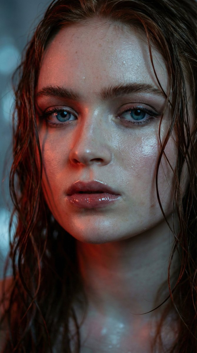 Hyper-realistic Macro Portrait of Anya Taylor-Joy with Wet Hair