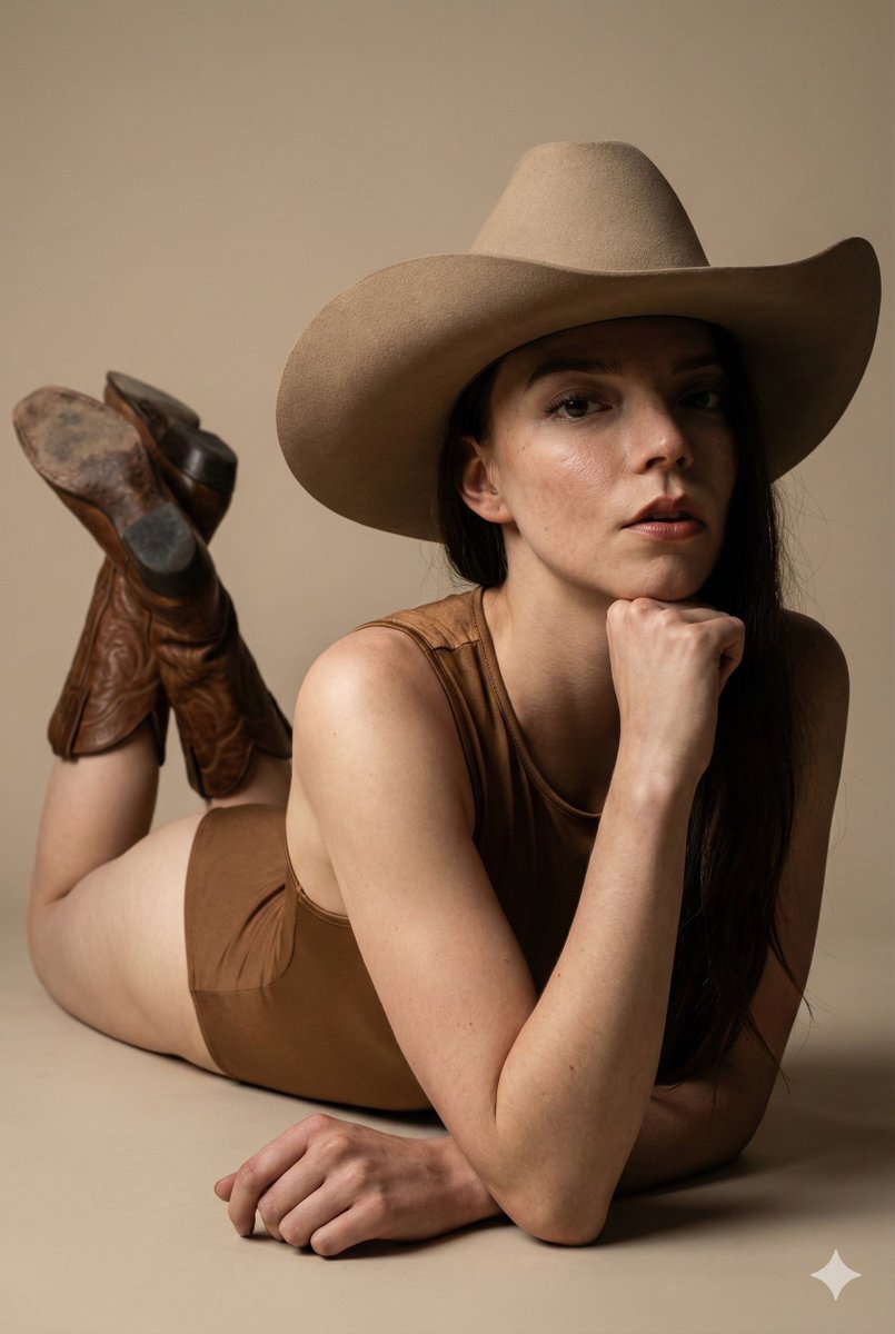 Raw Editorial Fashion Portrait with Cowboy Hat and Boots