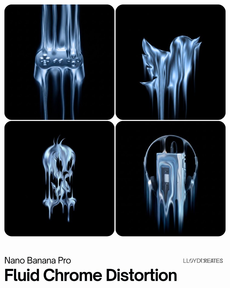 Fluid Chrome Distortion Product Render