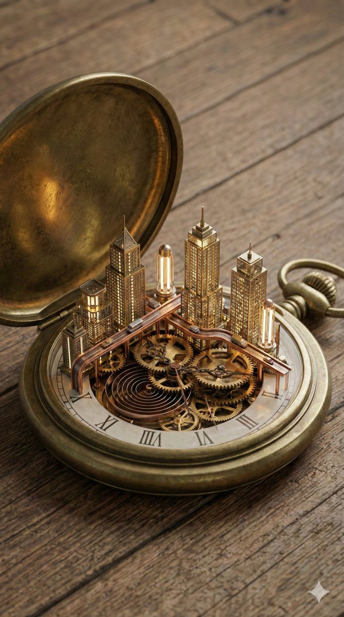 Miniature Metropolis Inside a Vintage Pocket Watch 3