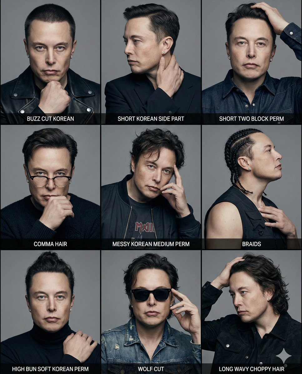 Elon Musk K-Pop Bad Boy Hairstyle Reference Poster
