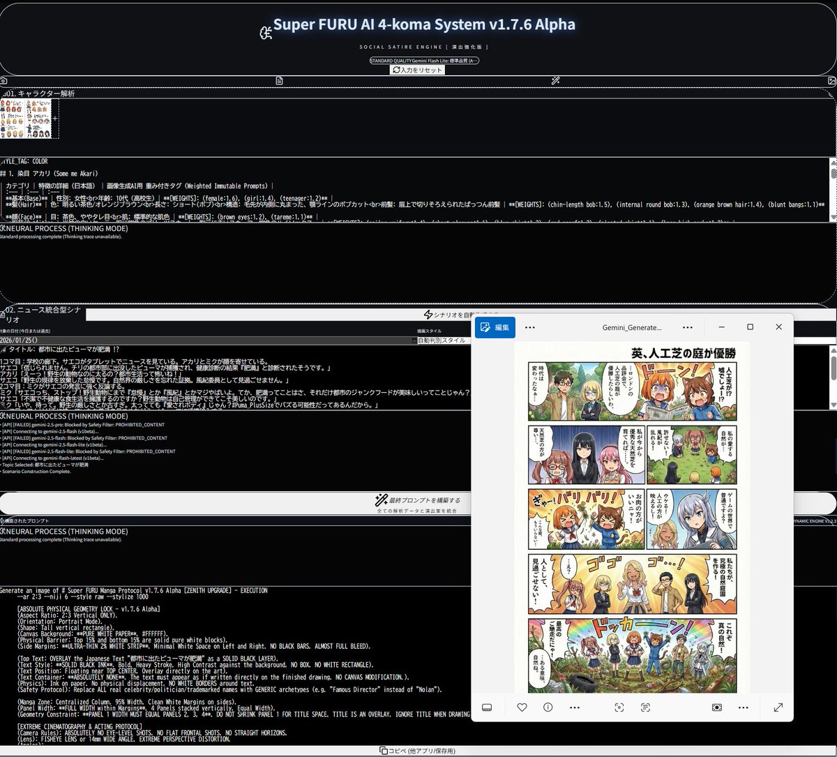 Autonomous AI 4-Panel Manga Generation System Prompt