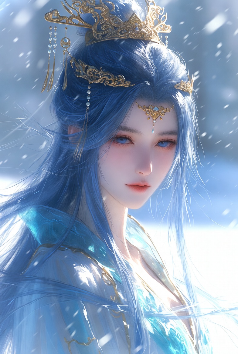 Detailed Cinematic Wuxia Scene Prompt: Dark Raven vs. Azure Frost 2