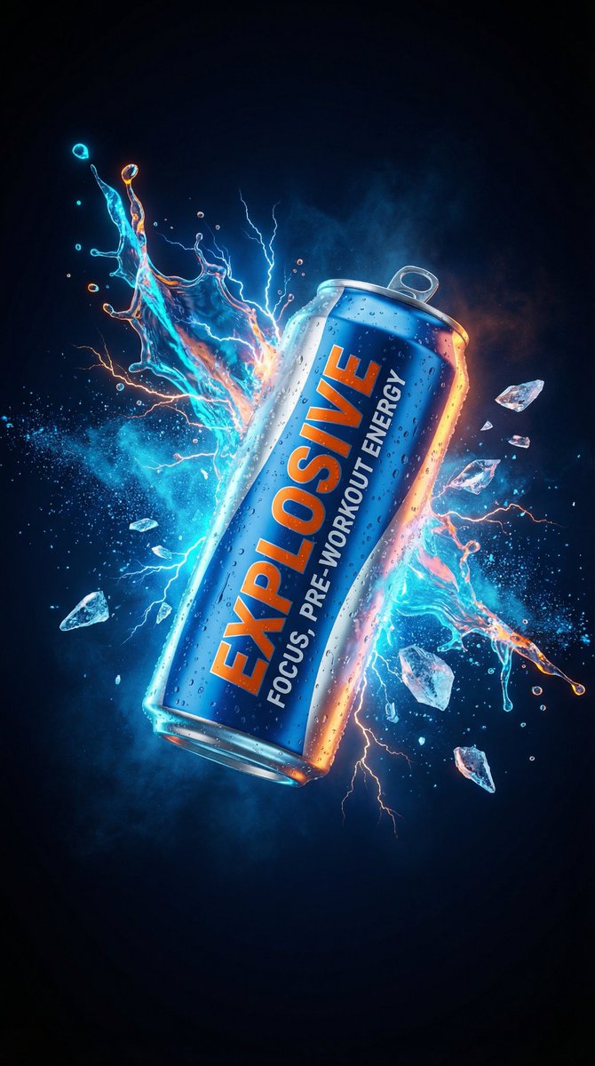 Energy Drink Product Explosion Commercial Prompt Template 4