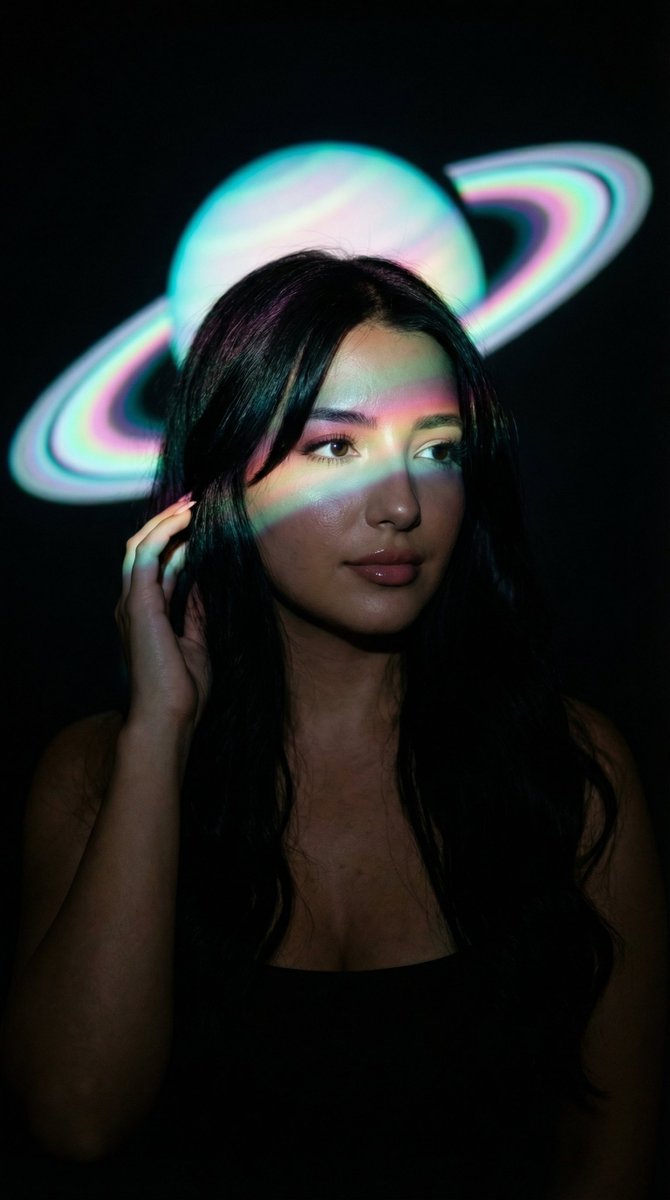 Low-Key Saturn Projection Portrait