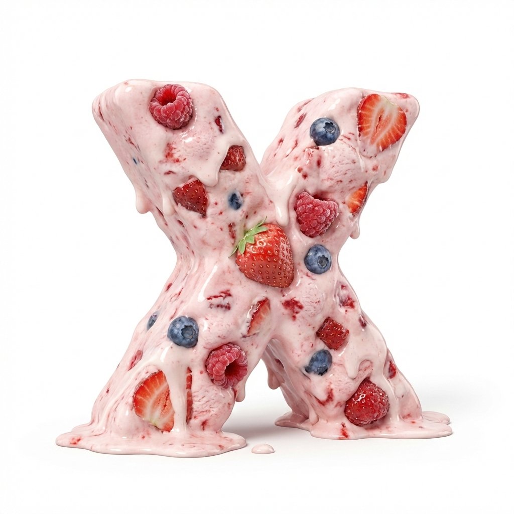 Strawberry Ice Cream 3D Letter 'X'