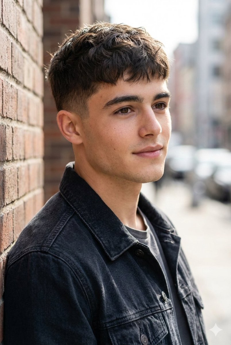 Urban Portrait of Young Man by Brick Wall