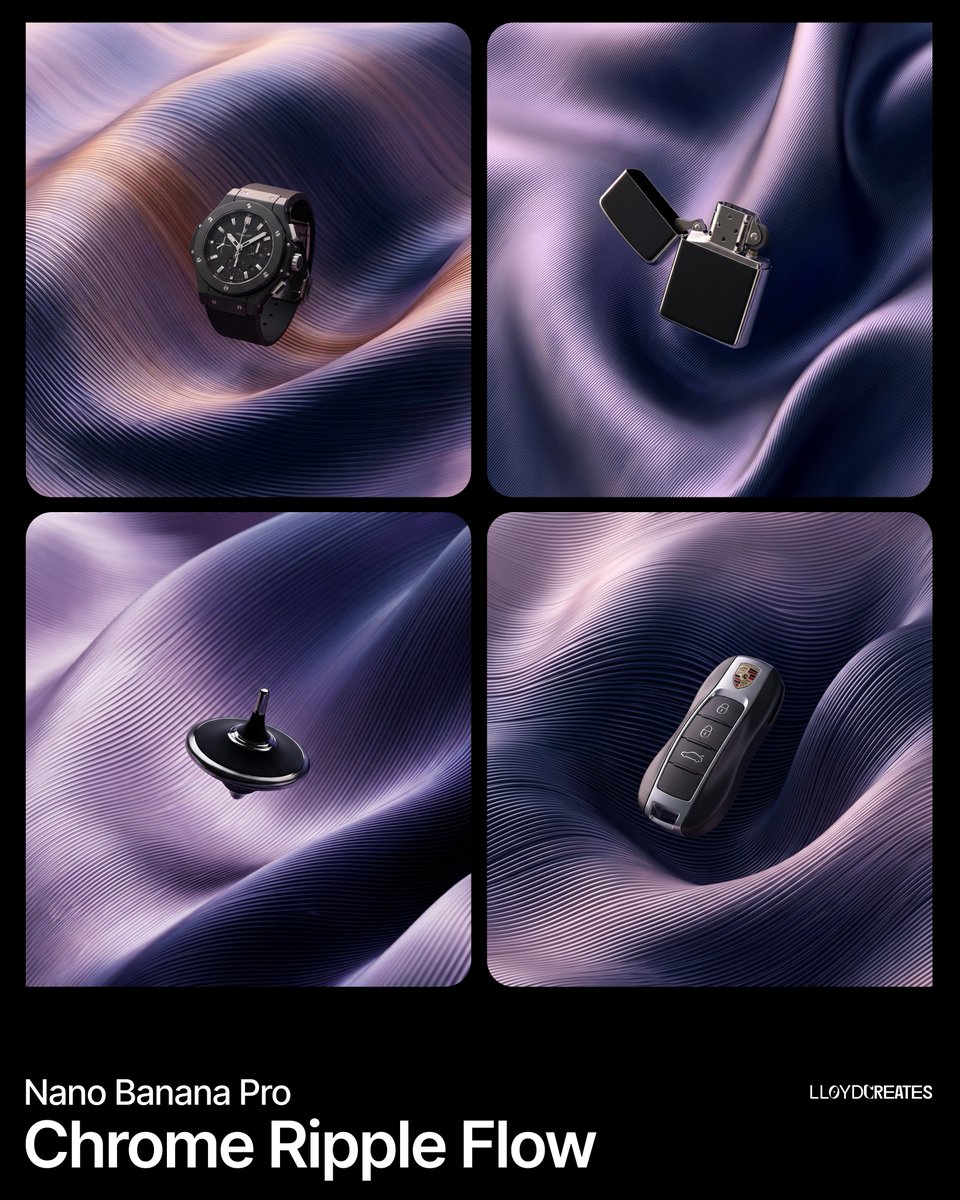 Chrome Ripple Flow Product Photography Prompt