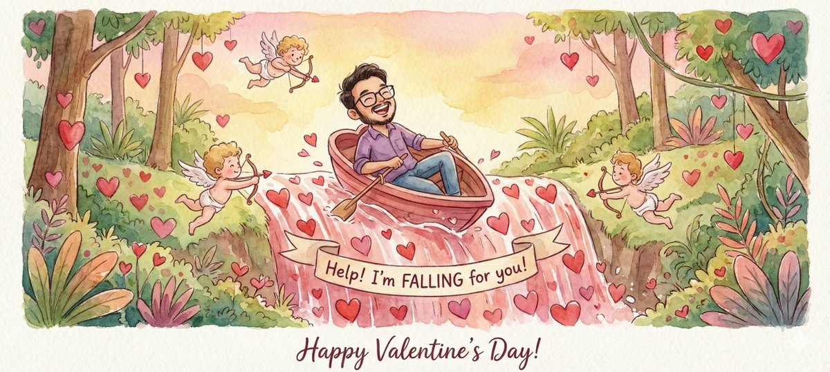 Image Transformation into Watercolor Valentine's Day Card