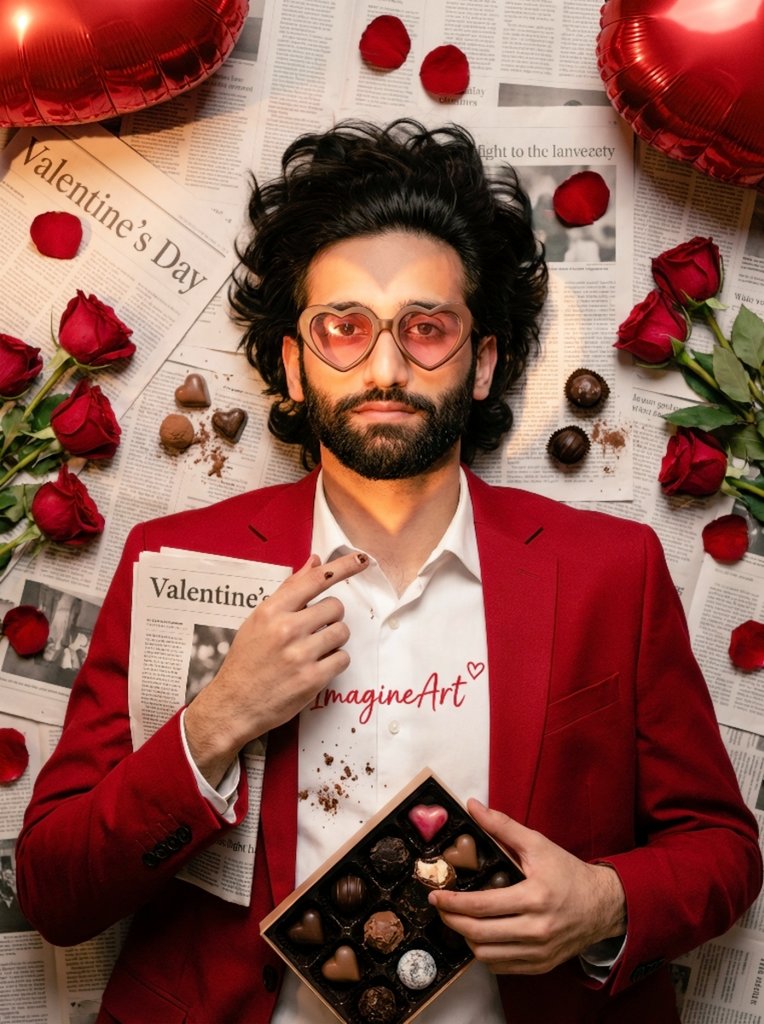 Valentine's Day Chocolate and Roses Editorial Portrait
