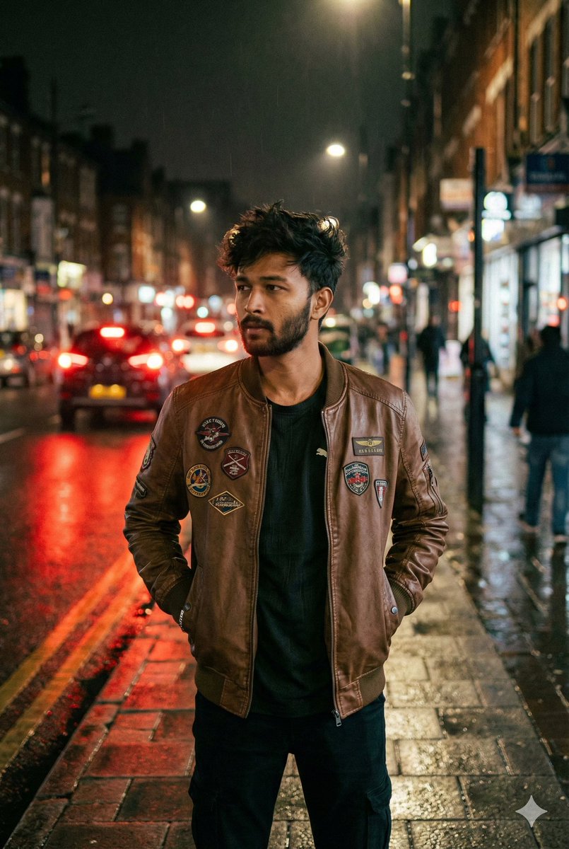 Nighttime Street Portrait with Face Reference