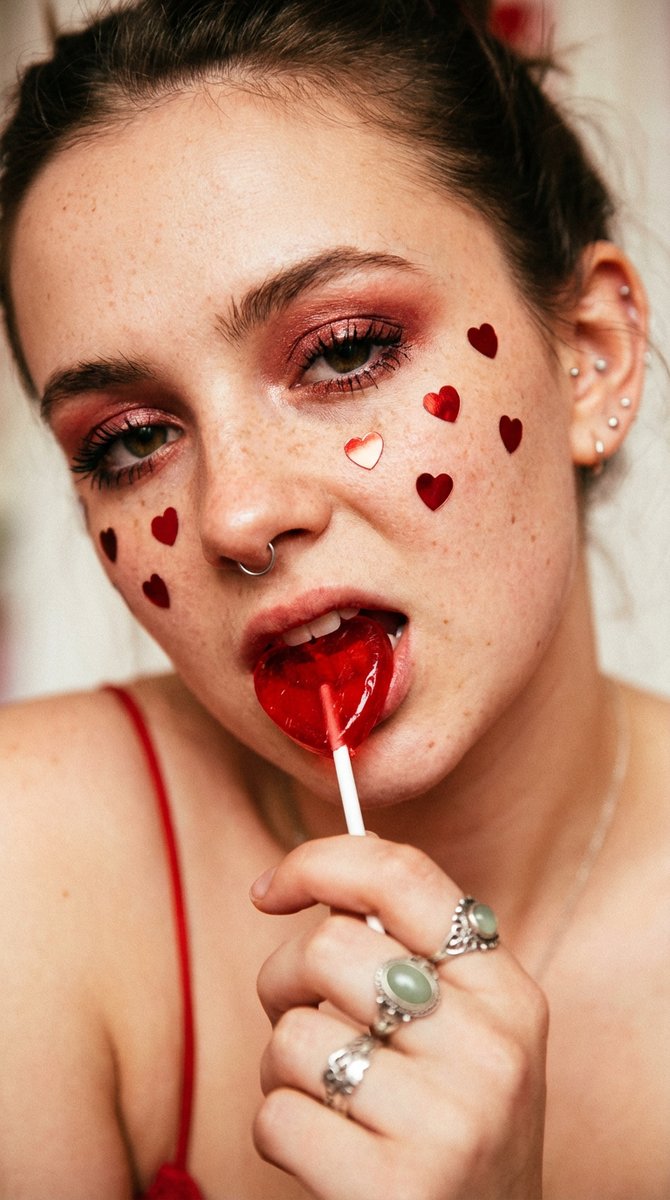 Extreme Close-up Portrait with Soft Grunge and Coquette Aesthetic