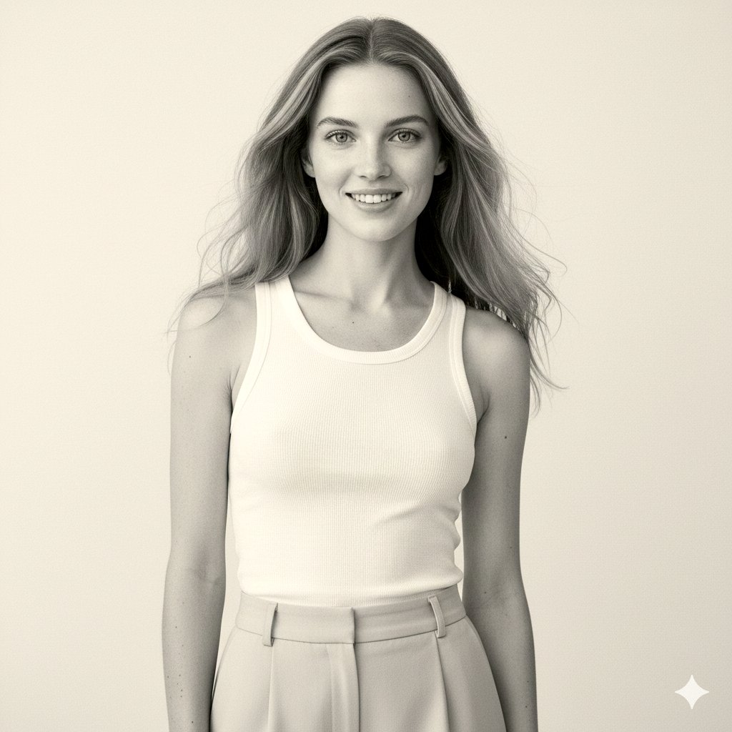 Realistic Black-and-White Studio Portrait Prompt