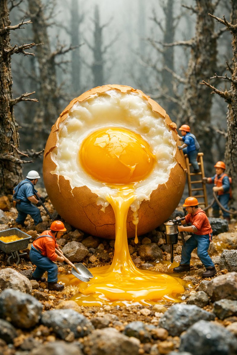 Surreal Miniature Egg Art Scene Prompt