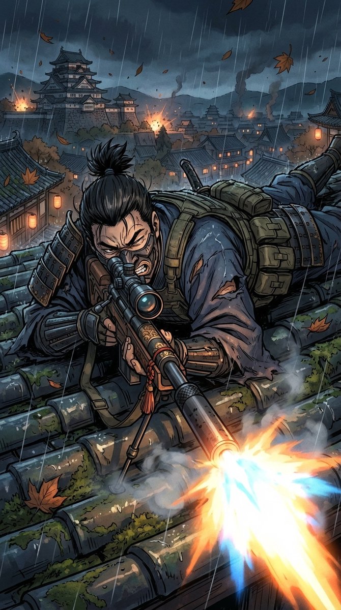 Samurai Sniper Dynamic Battle Scene Prompt 2