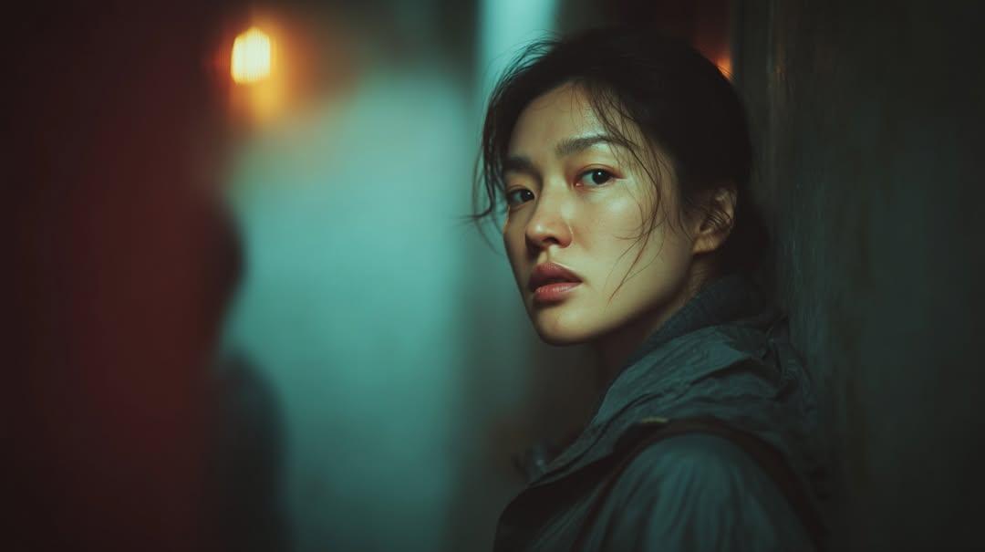 Cinematic Sunset Portrait of East Asian Woman