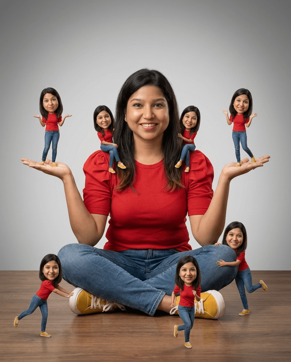 Photorealistic Cinematic Portrait with Miniature Clones