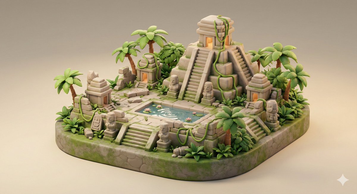 Ancient Jungle Temple Diorama Collectible Prompt