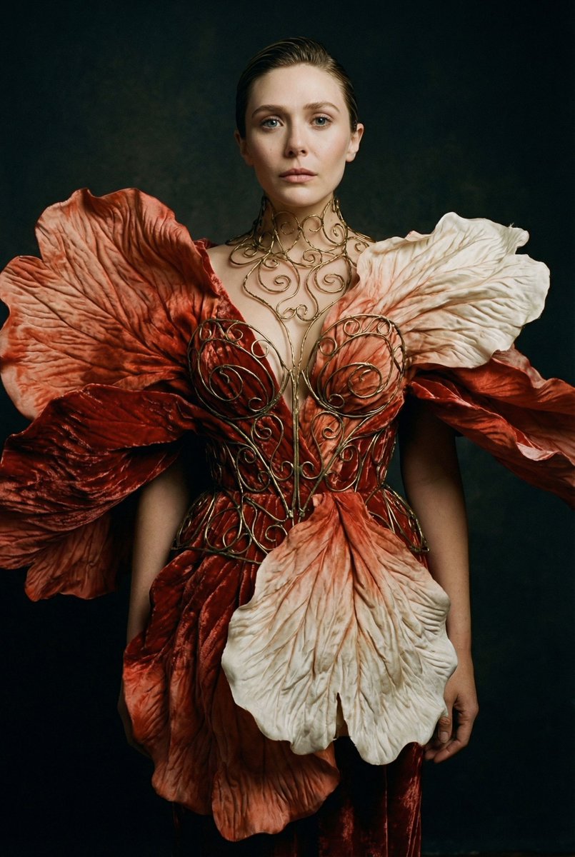Botanical Metamorphosis Fashion Editorial Portrait Prompt 2