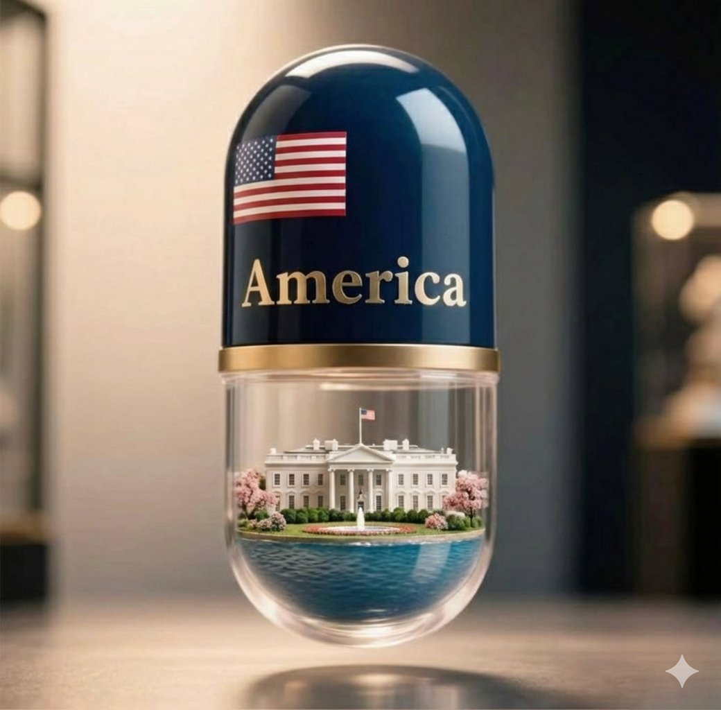 Giant Pharmaceutical Capsule with White House Miniature