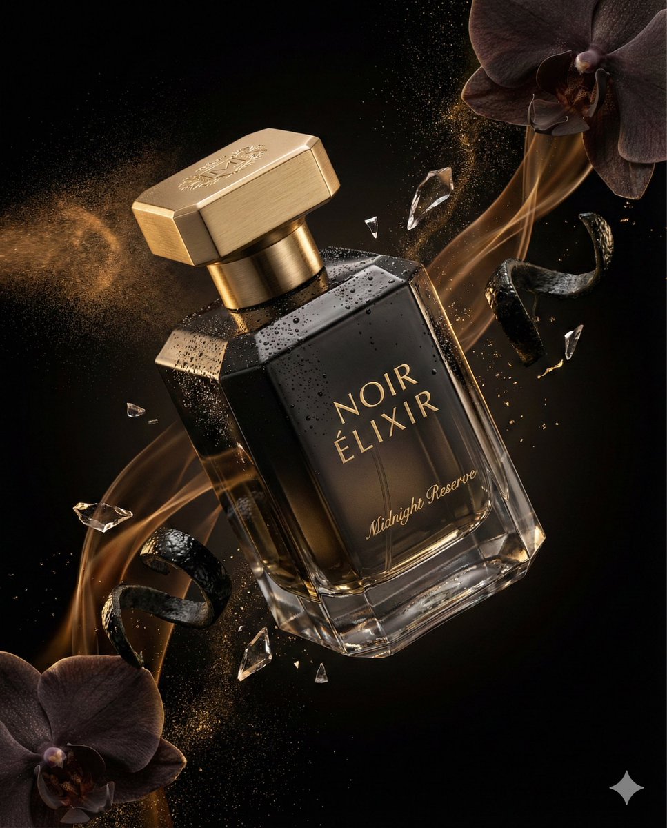 Luxury Perfume Commercial Render Prompt (NOIR ÉLIXIR)