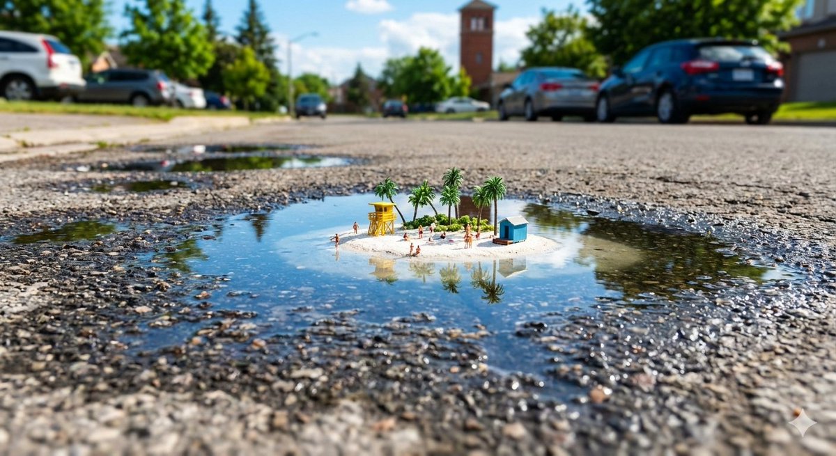 Tropical Island in a Puddle Prompt