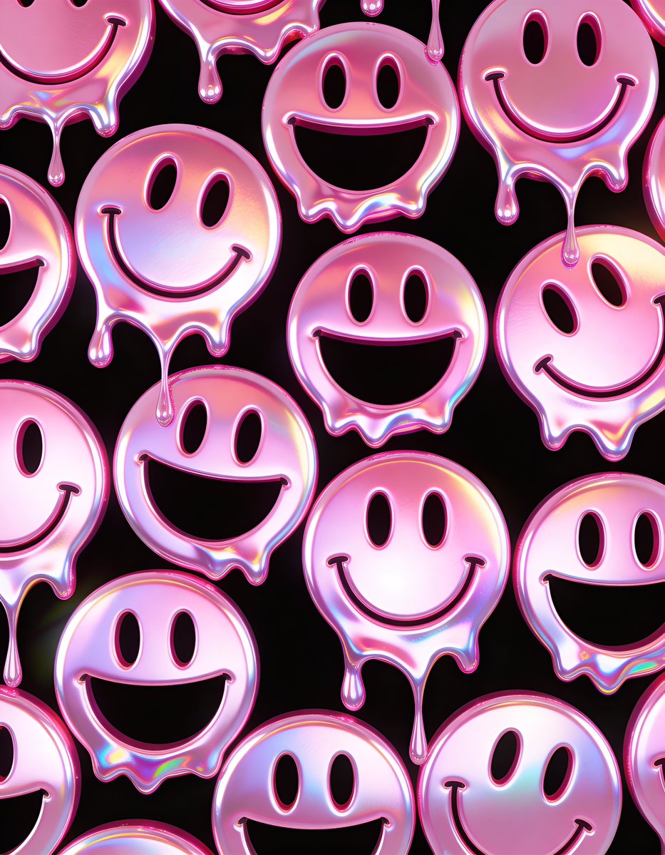 Melting Holographic Smiley Face Pattern Prompt