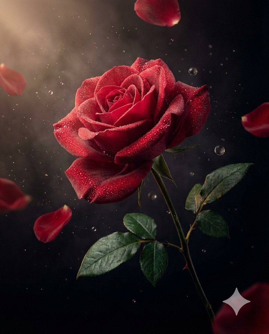 Luxury Macro Commercial Render of a Velvet Red Rose 2