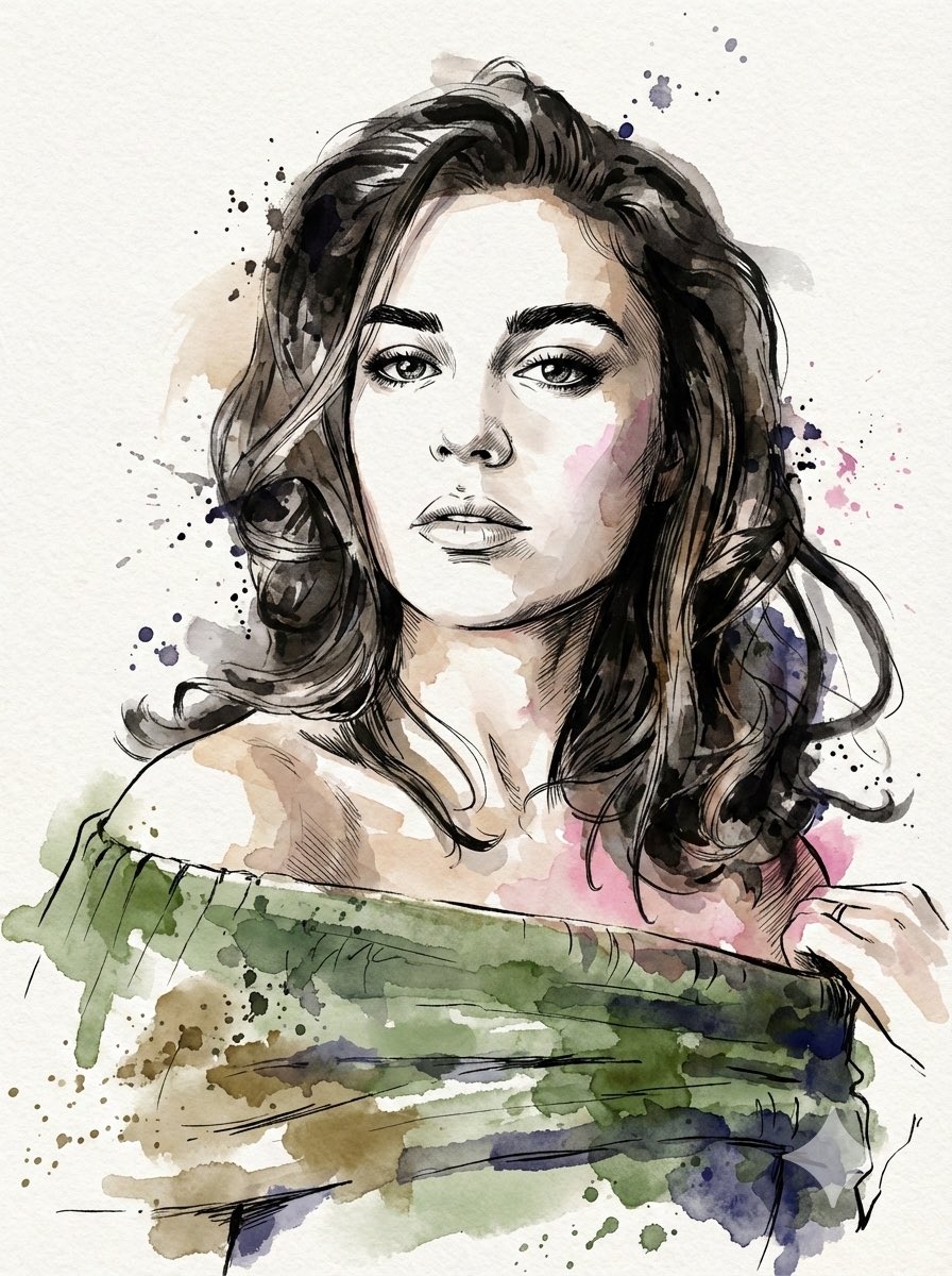 Digital Splashes-and-Ink Portrait from Photo 2