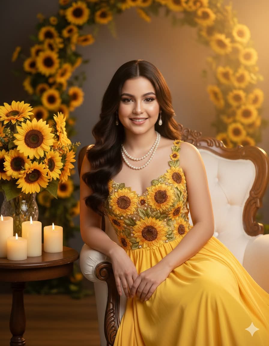 Ultra-Realistic Studio Portrait of Lady in Yellow Gown