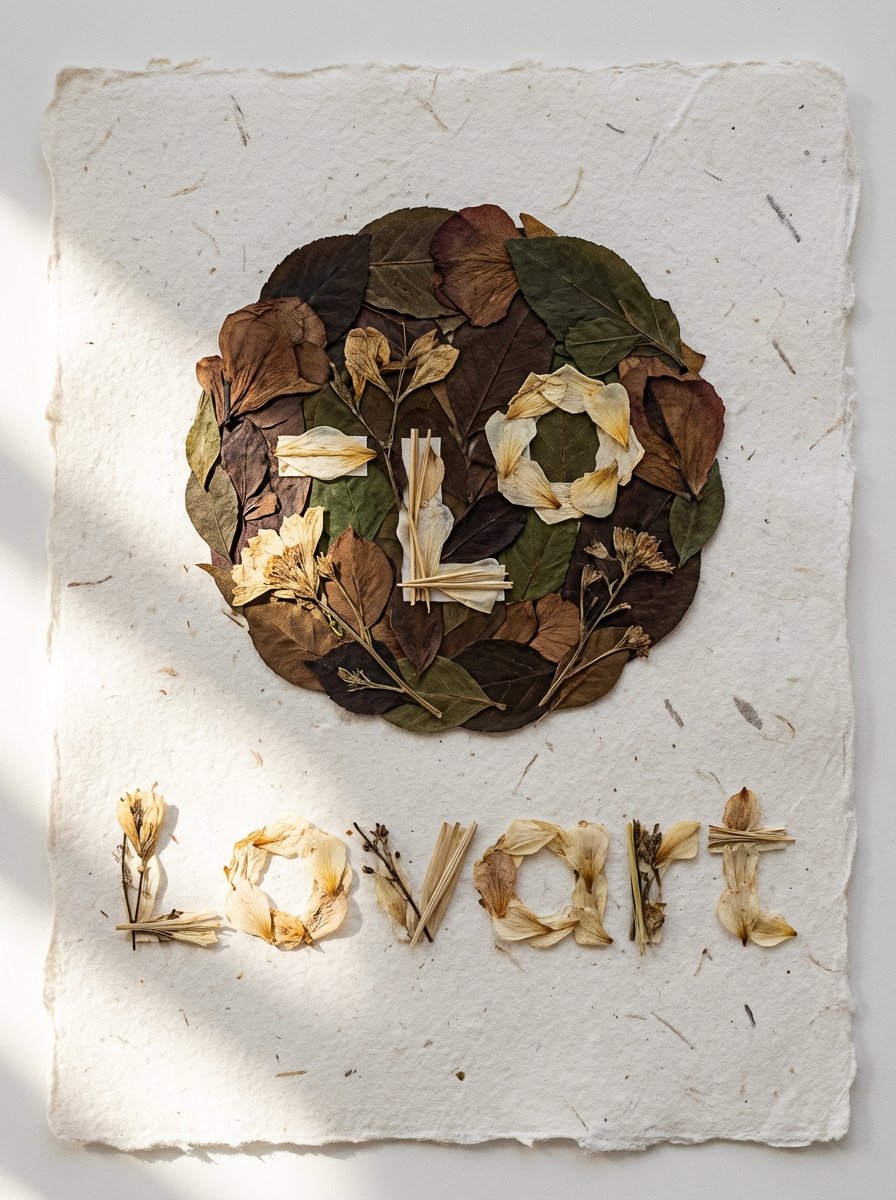 Pressed Flower Logo Flat Lay Composition