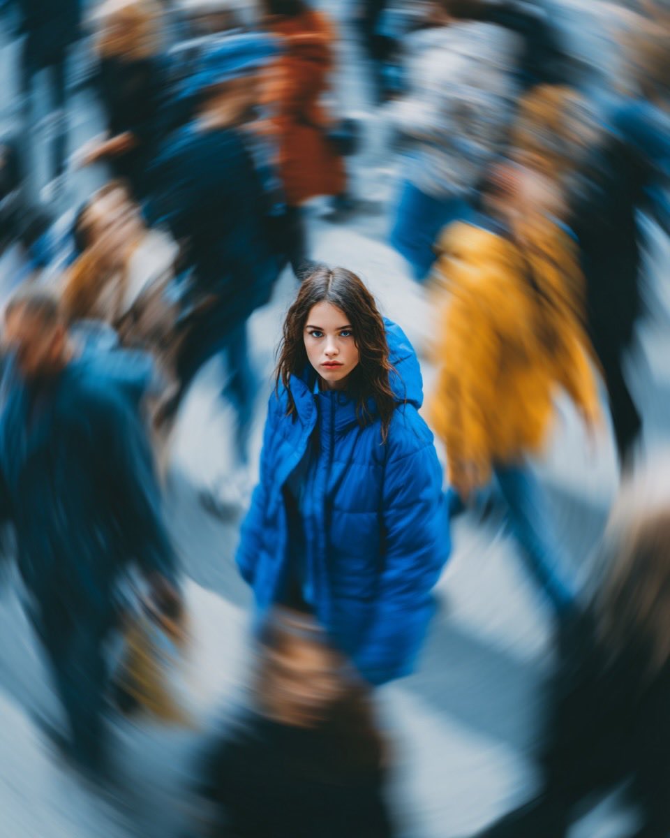 Cinematic Street Portrait of Woman in Puffer Jacket (3 Variations)
