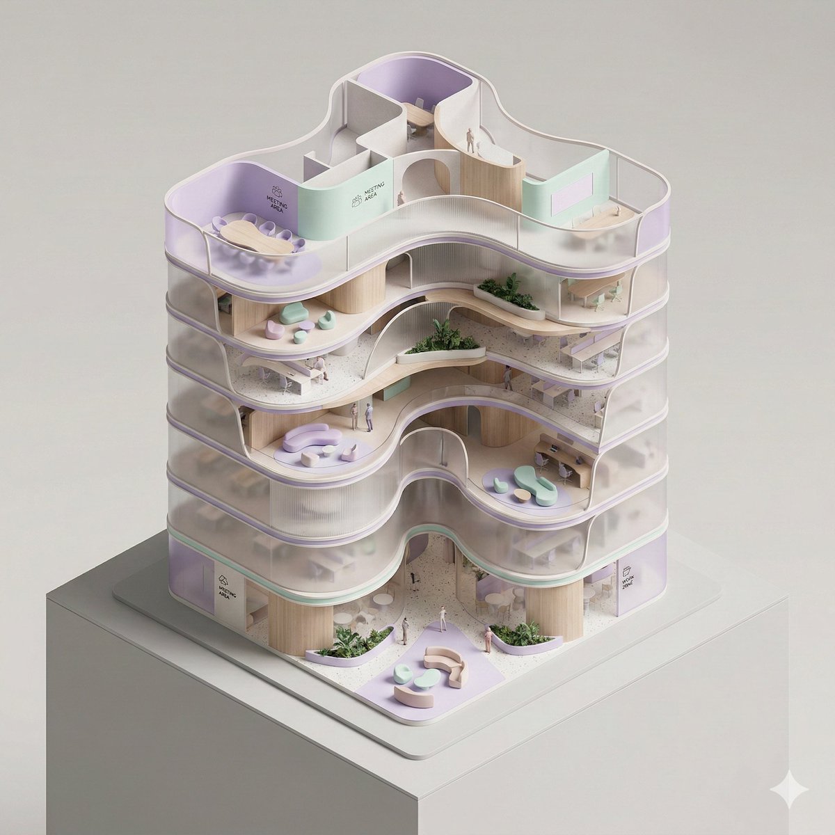 Conceptual Isometric Office Tower Model