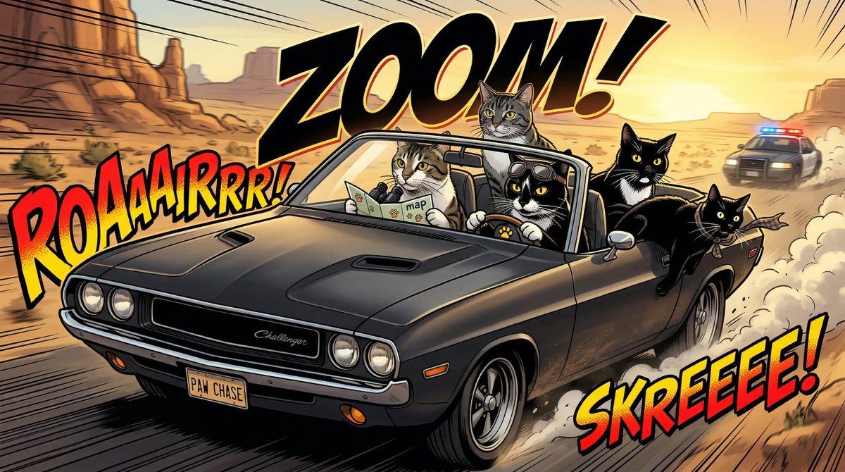 74: Comic / Storyboard - Epic Car Chase Action Shot