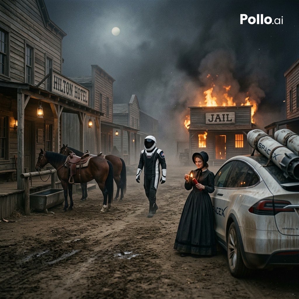 71: Comic / Storyboard - Wild West Sci-Fi Time Travel Scene Prompt