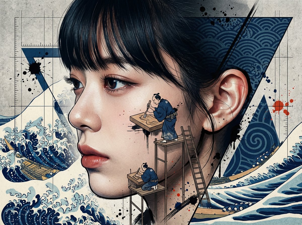 Photorealistic Portrait with Ukiyo-e and Industrial Fusion 3