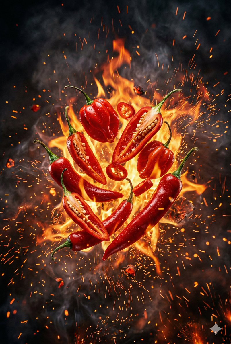 Explosive Chili Peppers Food Photography Prompt for Nano Banana 2